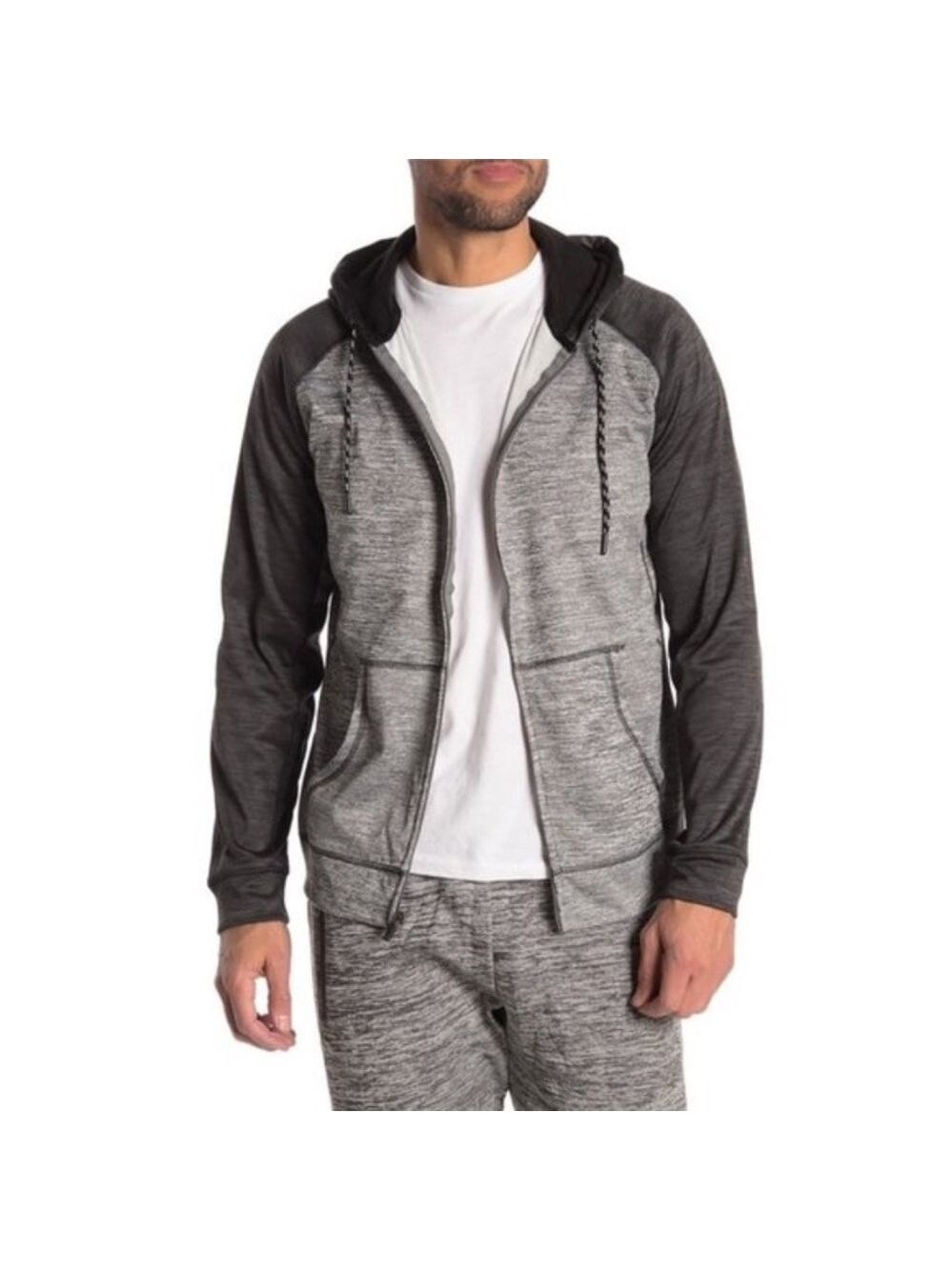 Burnside Heathered Colorblock Zip Fleece Hoodie